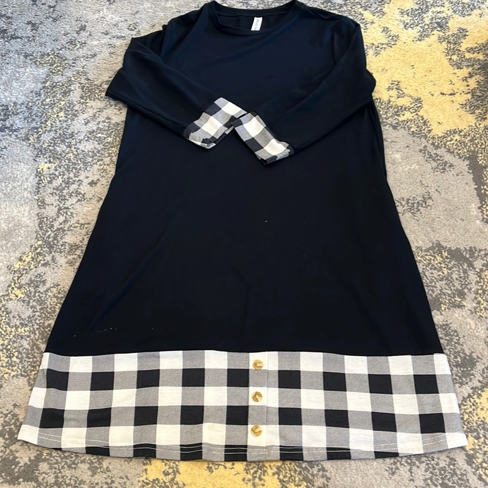 Tickled Teal Black Dress L